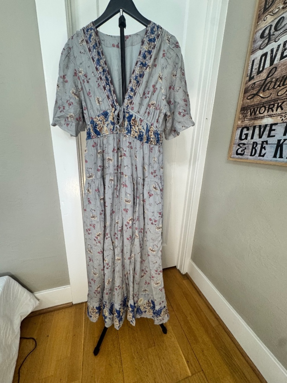 Free People Lysette Maxi Dress in Bluebell Combo Boho Floral - Size M
